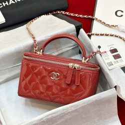 Túi Xách Chanel Vanity Siêu Cấp Nữ Da Bóng Màu Đỏ 18cm (2)