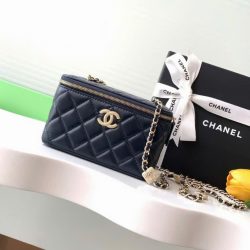 Túi Xách Chanel Vanity Siêu Cấp Nữ Da Cừu Màu Đen 18cm (2)