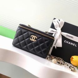 Túi Xách Chanel Vanity Siêu Cấp Nữ Da Cừu Màu Đen 18cm (2)