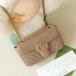 Túi Xách Gucci Marmont Like Auth Nữ Da Bò Màu Be Khoá Vàng 26cm (2)