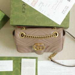 Túi Xách Gucci Marmont Like Auth Nữ Da Bò Màu Be Khoá Vàng 26cm (2)