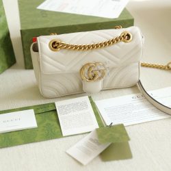 Túi Xách Gucci Marmont Siêu Cấp Da Bò Màu Trắng Khoá Vàng Hồng 26cm (2)