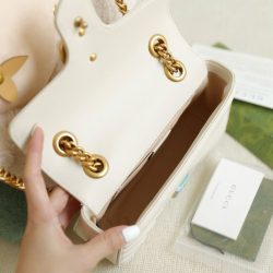 Túi Xách Gucci Marmont Siêu Cấp Da Bò Màu Trắng Khoá Vàng Hồng 26cm (2)