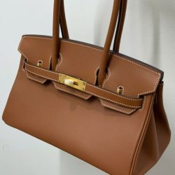 Túi Xách Hermes Birkin Siêu Cấp Nữ Màu Nâu Khóa Vàng 29cm (2)