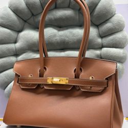 Túi Xách Hermes Birkin Siêu Cấp Nữ Màu Nâu Khóa Vàng 29cm (2)