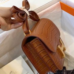 Túi Xách Hermes Constance Siêu Cấp Nữ Màu Nâu Da Cá Sấu 18cm (2)