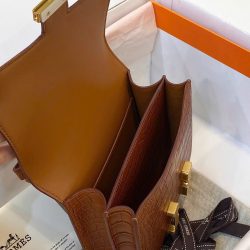 Túi Xách Hermes Constance Siêu Cấp Nữ Màu Nâu Da Cá Sấu 18cm (2)