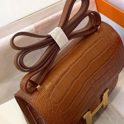Túi Xách Hermes Constance Siêu Cấp Nữ Màu Nâu Da Cá Sấu 18cm (2)