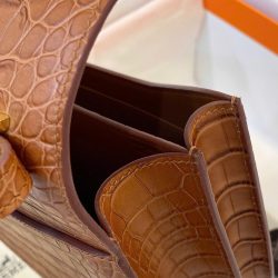 Túi Xách Hermes Constance Siêu Cấp Nữ Màu Nâu Da Cá Sấu 18cm (2)