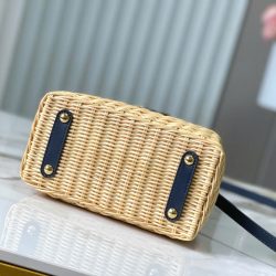 Túi Xách Louis Vuitton LV Capucines Like Auth Chất Liệu Mây Tre Phối Da Màu Xanh Than 21cm (2)