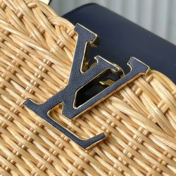 Túi Xách Louis Vuitton LV Capucines Like Auth Chất Liệu Mây Tre Phối Da Màu Xanh Than 21cm (2)