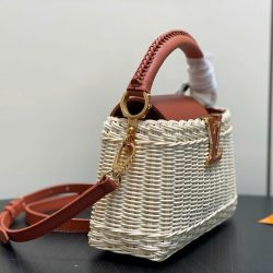 Túi Xách Louis Vuitton LV Capucines Siêu Cấp Chất Liệu Mây Tre Phối Da Màu Nâu 21cm (2)