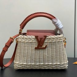 Túi Xách Louis Vuitton LV Capucines Siêu Cấp Chất Liệu Mây Tre Phối Da Màu Nâu 21cm (2)