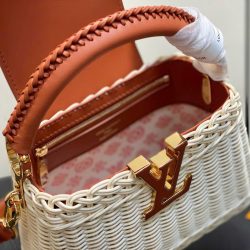 Túi Xách Louis Vuitton LV Capucines Siêu Cấp Chất Liệu Mây Tre Phối Da Màu Nâu 21cm (2)