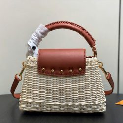 Túi Xách Louis Vuitton LV Capucines Siêu Cấp Chất Liệu Mây Tre Phối Da Màu Nâu 21cm (2)