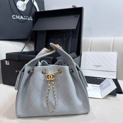 Túi Xách Nữ Chanel Jennie Like Auth Màu Xanh Nhạt Dáng Hobo 26cm (2)