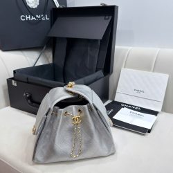 Túi Xách Nữ Chanel Jennie Màu Bạc Dáng Hobo Siêu Cấp 26cm (2)