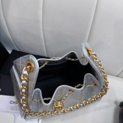 Túi Xách Nữ Chanel Jennie Màu Bạc Dáng Hobo Siêu Cấp 26cm (2)