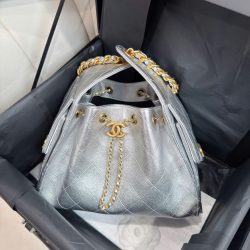 Túi Xách Nữ Chanel Jennie Màu Bạc Dáng Hobo Siêu Cấp 26cm (2)