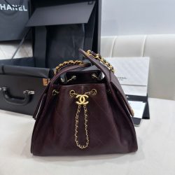 Túi Xách Nữ Chanel Jennie Màu Đỏ Đậm Dáng Hobo Like Auth 26cm (1)