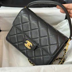 Túi Xách Nữ Chanel Siêu Cấp Da Hạt Màu Đen 22cm (2)