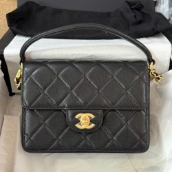Túi Xách Nữ Chanel Siêu Cấp Da Hạt Màu Đen 22cm (2)