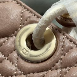 Túi Xách Nữ Dior Lady D-Joy Siêu Cấp Màu Hồng Nhạt Khóa Vàng 22cm (2)