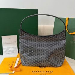 Túi Xách Nữ Goyard Boheme Hobo Like Auth Da Bê Màu Xám 27x43x14cm (2)