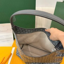 Túi Xách Nữ Goyard Boheme Hobo Like Auth Da Bê Màu Xám 27x43x14cm (2)