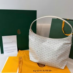 Túi Xách Nữ Goyard Boheme Hobo Replica 11 Da Bê Màu Trắng 27x43x14cm (2)