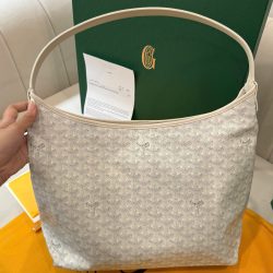 Túi Xách Nữ Goyard Boheme Hobo Replica 11 Da Bê Màu Trắng 27x43x14cm (2)