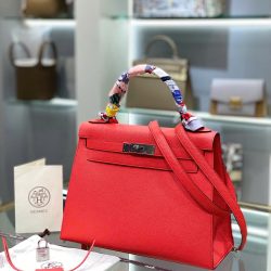 Túi Xách Nữ Hermes Kelly Replica 11 Da Epsom Màu Đỏ Nhập Khẩu 28cm (2)