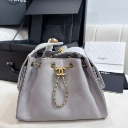 Túi Xách Nữ Like Auth Chanel Jennie Màu Xám Dáng Hobo 26cm (2)