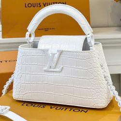 Túi Xách Nữ Louis Vuitton LV Capucines Like Auth Màu Trắng Vân Cá Sấu 22x12x8cm (2)