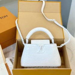 Túi Xách Nữ Louis Vuitton LV Capucines Like Auth Màu Trắng Vân Cá Sấu 22x12x8cm (2)