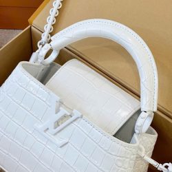 Túi Xách Nữ Louis Vuitton LV Capucines Like Auth Màu Trắng Vân Cá Sấu 22x12x8cm (2)