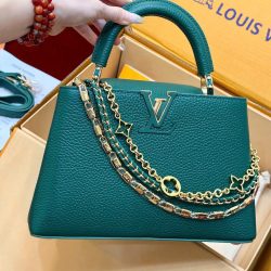 Túi Xách Nữ Siêu Cấp Louis Vuitton LV Capucines Màu Xanh Lá Cây 27cm (2)
