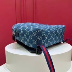 Balo Gucci Siêu Cấp Chất Liệu Vải Bạt Họa Tiết Monogram Màu Xanh Dương 25x32x11cm (2)