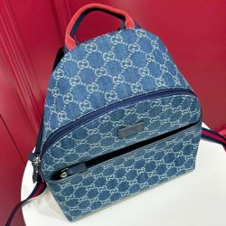 Balo Gucci Siêu Cấp Chất Liệu Vải Bạt Họa Tiết Monogram Màu Xanh Dương 25x32x11cm (2)