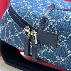 Balo Gucci Siêu Cấp Chất Liệu Vải Bạt Họa Tiết Monogram Màu Xanh Dương 25x32x11cm (2)
