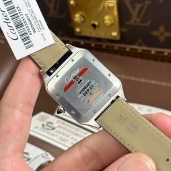 Đồng Hồ Cartier Santos Dumont Extra-Large Model Replica 11 Demi Vàng Hồng Dây Da Xưởng F1 46,6x33,9mm (2)