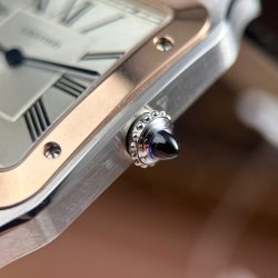 Đồng Hồ Cartier Santos Dumont Extra-Large Model Replica 11 Demi Vàng Hồng Dây Da Xưởng F1 46,6x33,9mm (2)