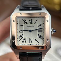 Đồng Hồ Cartier Santos Dumont Extra-Large Model Replica 11 Demi Vàng Hồng Dây Da Xưởng F1 46,6x33,9mm (2)