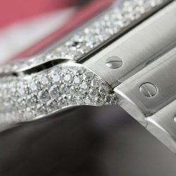 Đồng Hồ Cartier Santos Mặt Nâu Chế Tác Độ Moissanite Dây Kim Loại Xưởng BV 39 (2)