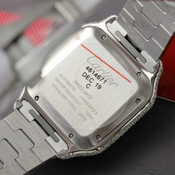 Đồng Hồ Cartier Santos Mặt Nâu Chế Tác Độ Moissanite Dây Kim Loại Xưởng BV 39 (2)