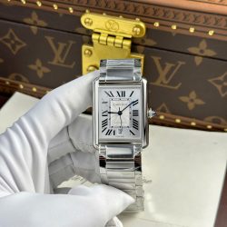 Đồng Hồ Cartier Tank Must Extra-Large Model Replica 11 Mặt Trắng Dây Kim Loại Xưởng AF 31x41mm (2)