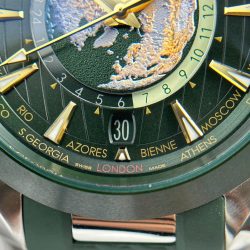 Đồng Hồ Omega Aqua Terra Worldtimer Replica 11 Màu Xanh Lá Cây Dây Cao Su Xưởng VS 43mm (2)