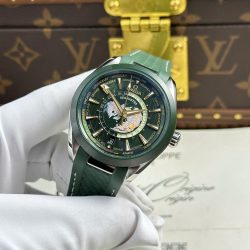 Đồng Hồ Omega Aqua Terra Worldtimer Replica 11 Màu Xanh Lá Cây Dây Cao Su Xưởng VS 43mm (2)