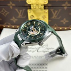 Đồng Hồ Omega Aqua Terra Worldtimer Replica 11 Màu Xanh Lá Cây Dây Cao Su Xưởng VS 43mm (2)