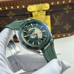 Đồng Hồ Omega Aqua Terra Worldtimer Replica 11 Màu Xanh Lá Cây Dây Cao Su Xưởng VS 43mm (2)